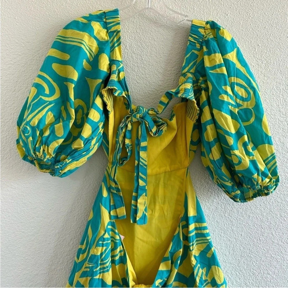 Alexis Bodhi Puff Sleeve Mini Dress Blue Yellow - Picture 8 of 10